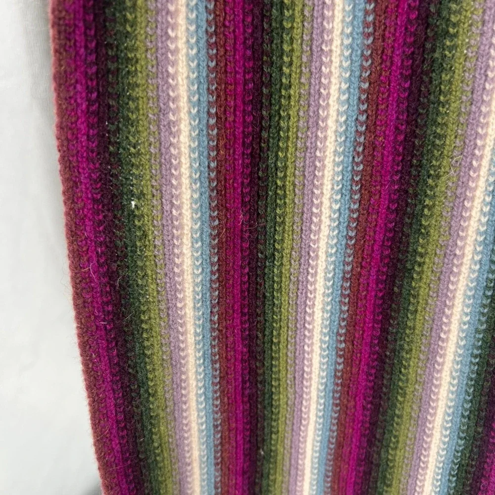 Rowland's‎ Scotland Wool Scarf Multi Stripe Boho Gorpcore Winter Colorful Fringe
